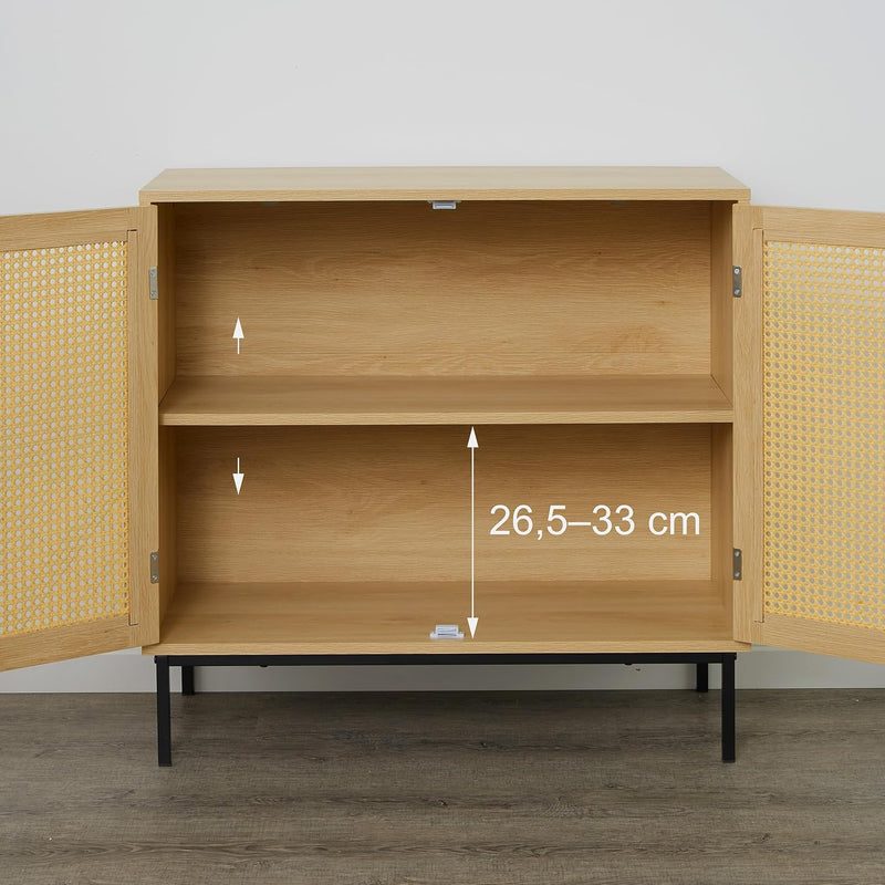 Sideboard 76x80x35CM Kitchen Storage Cabinet 2 Rattan