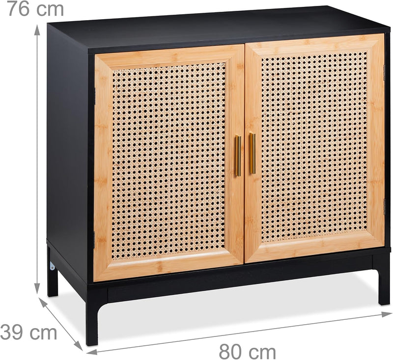 Sideboard 76x80x39CM Kitchen Storage Cabinet 2 Rattan