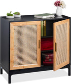 Sideboard 76x80x39CM Kitchen Storage Cabinet 2 Rattan