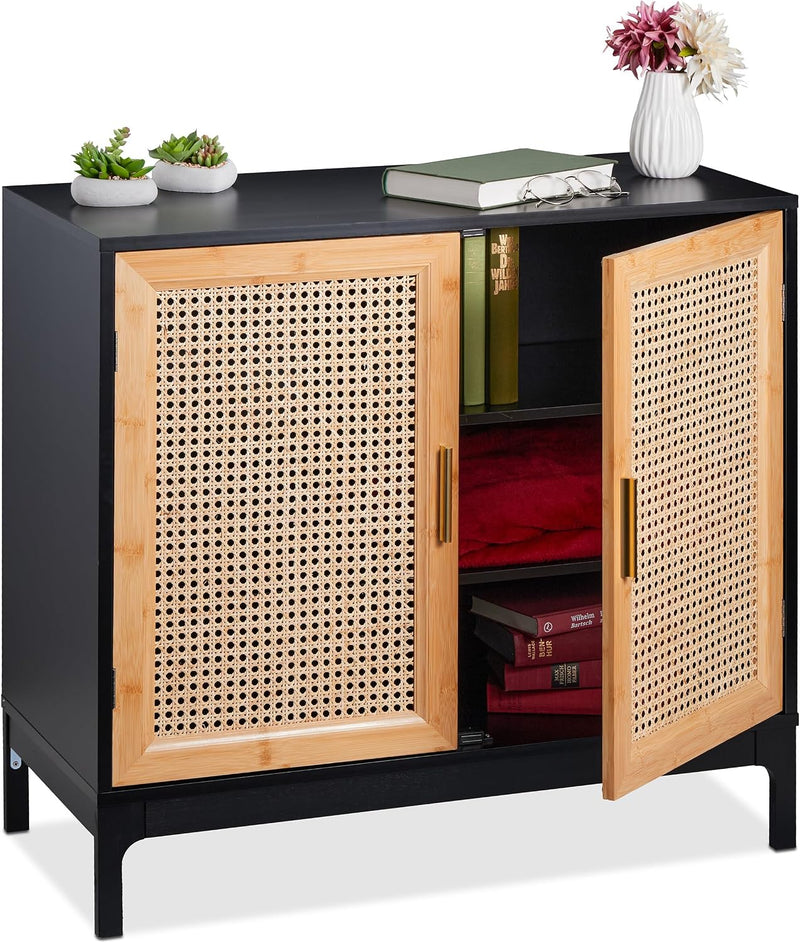 Sideboard 76x80x39CM Kitchen Storage Cabinet 2 Rattan