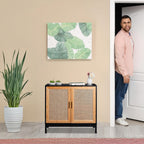 Sideboard 76x80x39CM Kitchen Storage Cabinet 2 Rattan