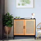 Sideboard 76x80x39CM Kitchen Storage Cabinet 2 Rattan