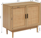 Sideboard Amana Oak Effect and Rattan Cane 90CM