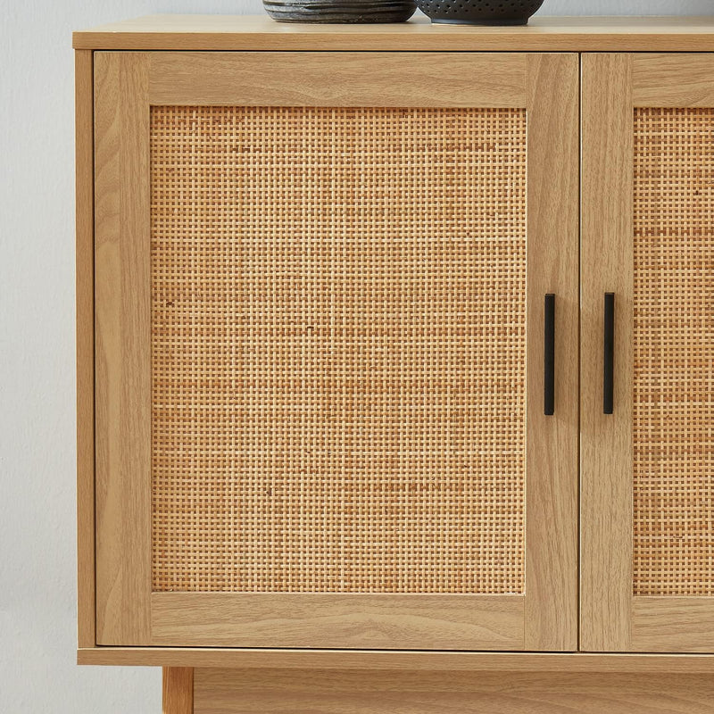 Sideboard Amana Oak Effect and Rattan Cane 90CM