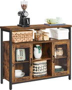 Sideboard Buffet Table with 2 Transparent Glass Doors