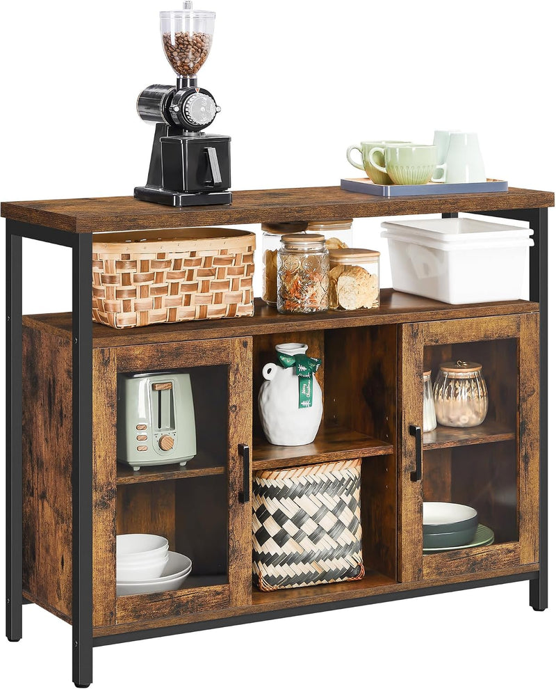 Sideboard Buffet Table with 2 Transparent Glass Doors