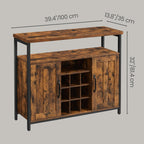 Sideboard Buffet Table with 2 Transparent Glass Doors