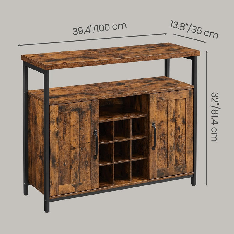 Sideboard Buffet Table with 2 Transparent Glass Doors