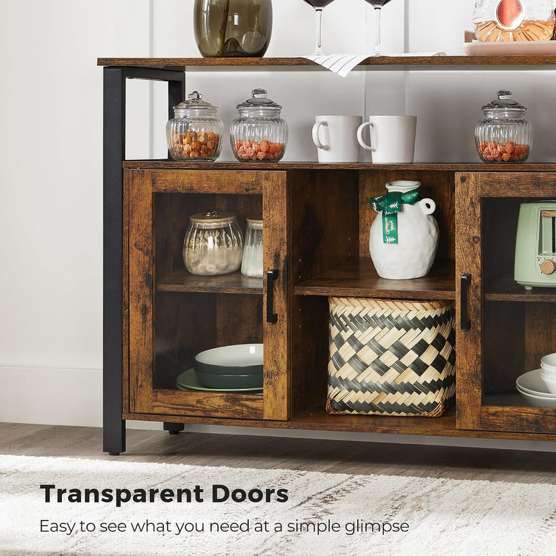 Sideboard Buffet Table with 2 Transparent Glass Doors