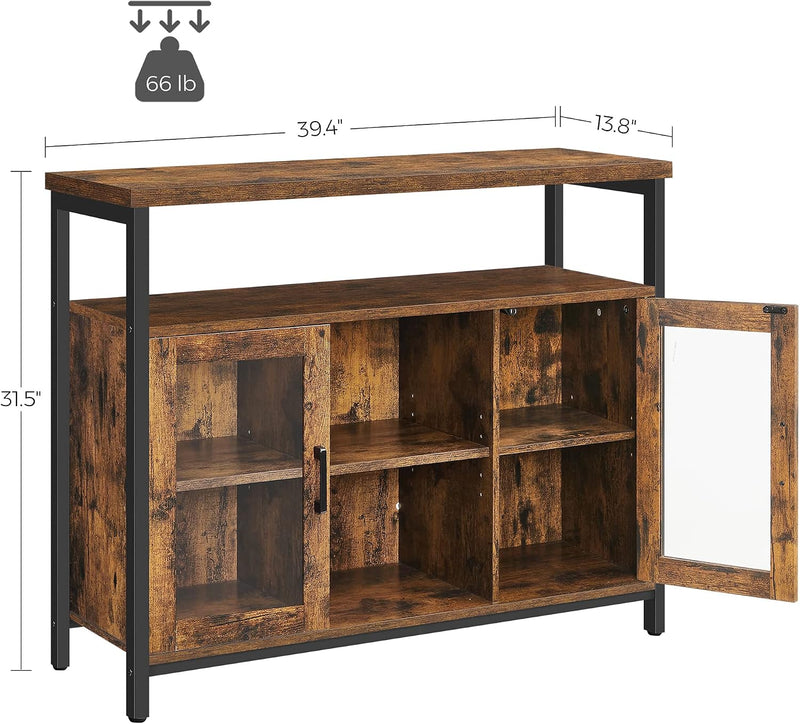 Sideboard Buffet Table with 2 Transparent Glass Doors