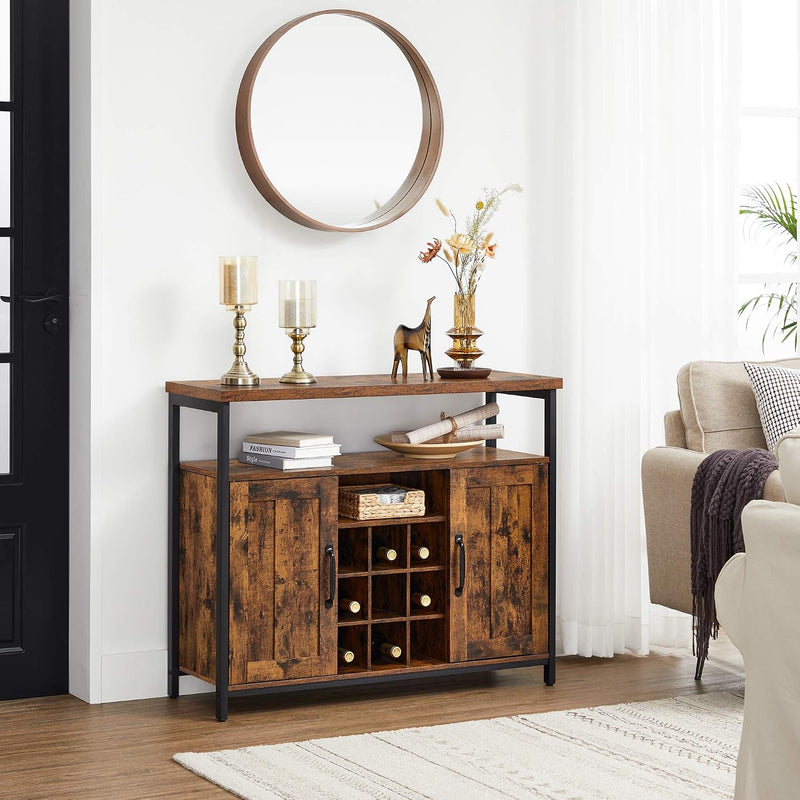 Sideboard Buffet Table with 2 Transparent Glass Doors