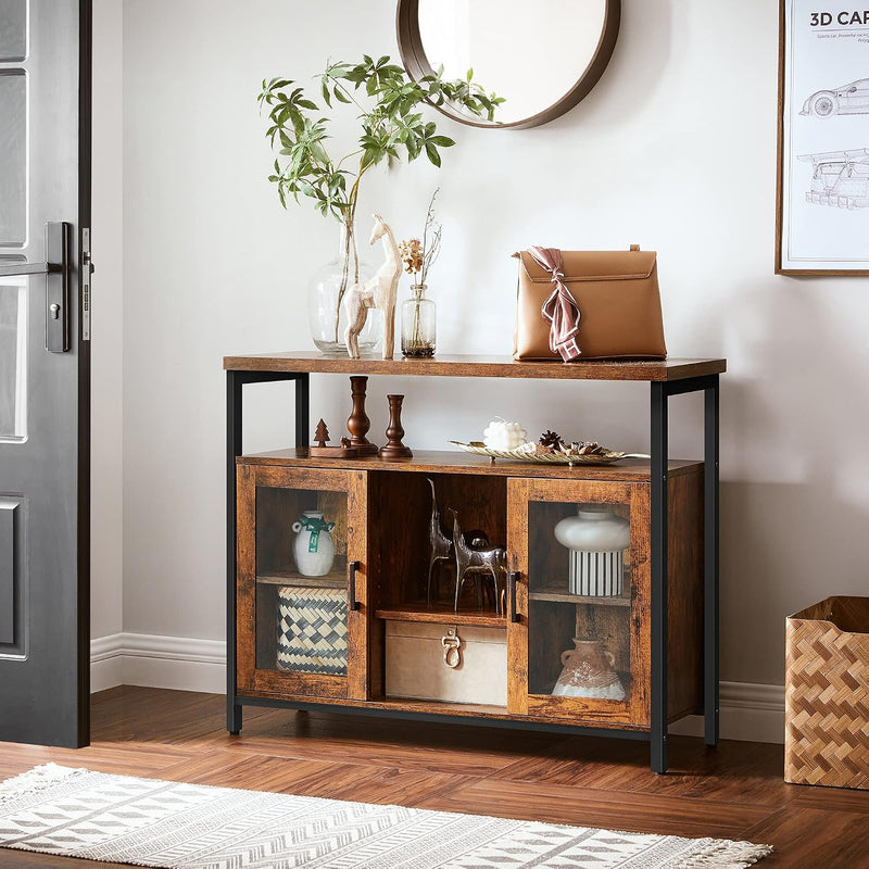 Sideboard Buffet Table with 2 Transparent Glass Doors