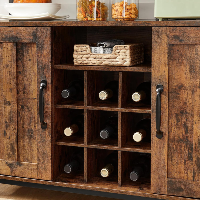 Sideboard Buffet Table with 2 Transparent Glass Doors