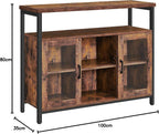 Sideboard Buffet Table with 2 Transparent Glass Doors