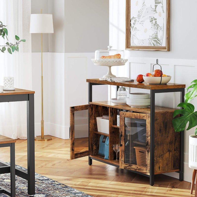 Sideboard Buffet Table with 2 Transparent Glass Doors