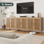 Sideboard Cabinet Farmhouse Buffet with Slatted Doors Adjustable