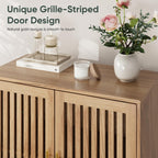 Sideboard Cabinet Farmhouse Buffet with Slatted Doors Adjustable