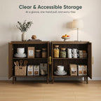 Sideboard Cabinet Farmhouse Buffet with Slatted Doors Adjustable
