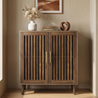 Sideboard Cabinet Farmhouse Buffet with Slatted Doors Adjustable