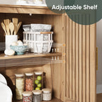 Sideboard Cabinet Farmhouse Buffet with Slatted Doors Adjustable