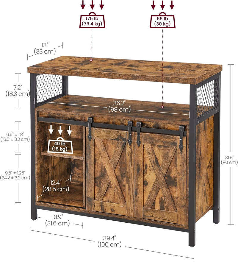 Sideboard with 2 Sliding Barn Doors