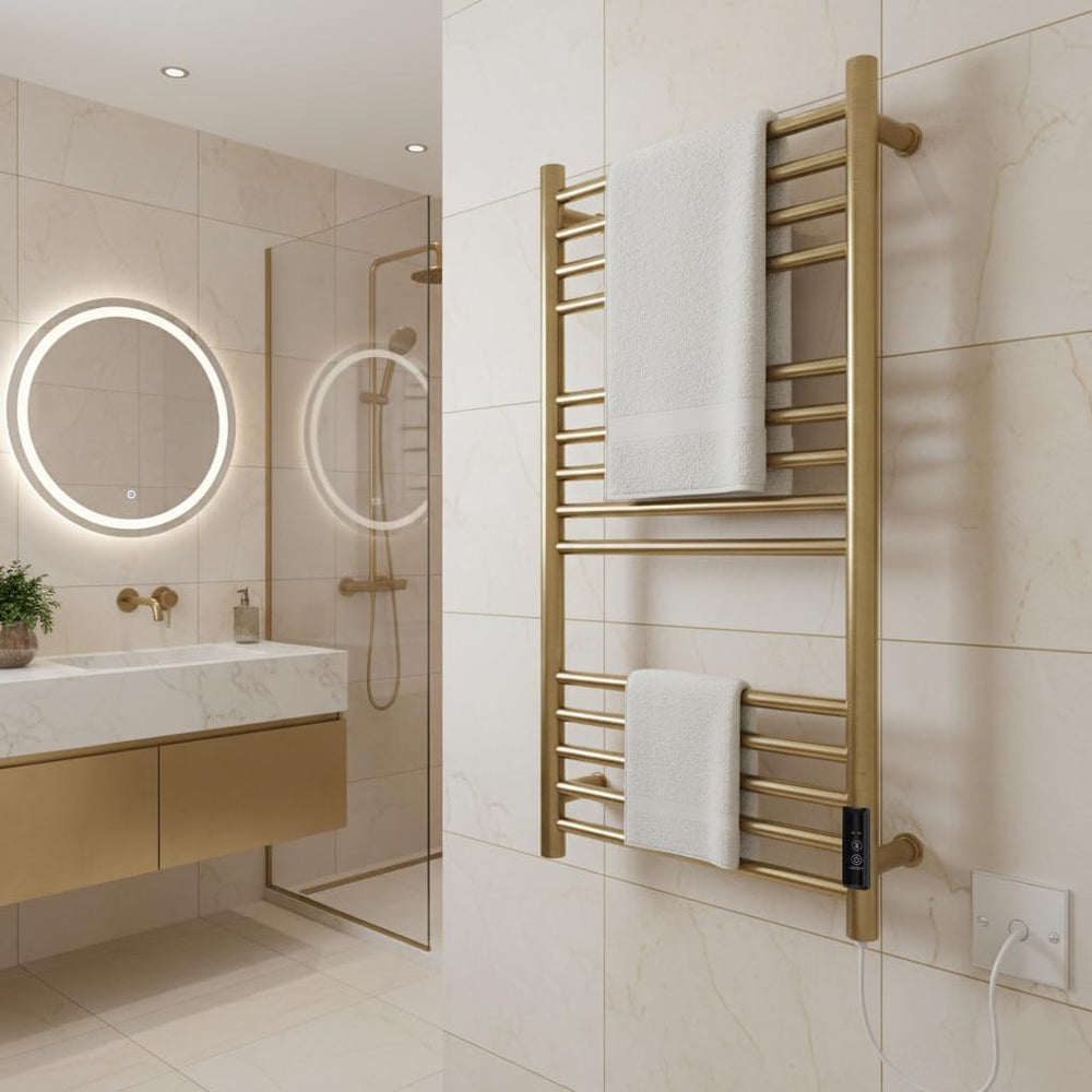 Siena Brushed Brass Electric Heated Towel Rail 400MM