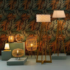 Simple Design Floor Lamp Bamboo Stand and Fibreglass