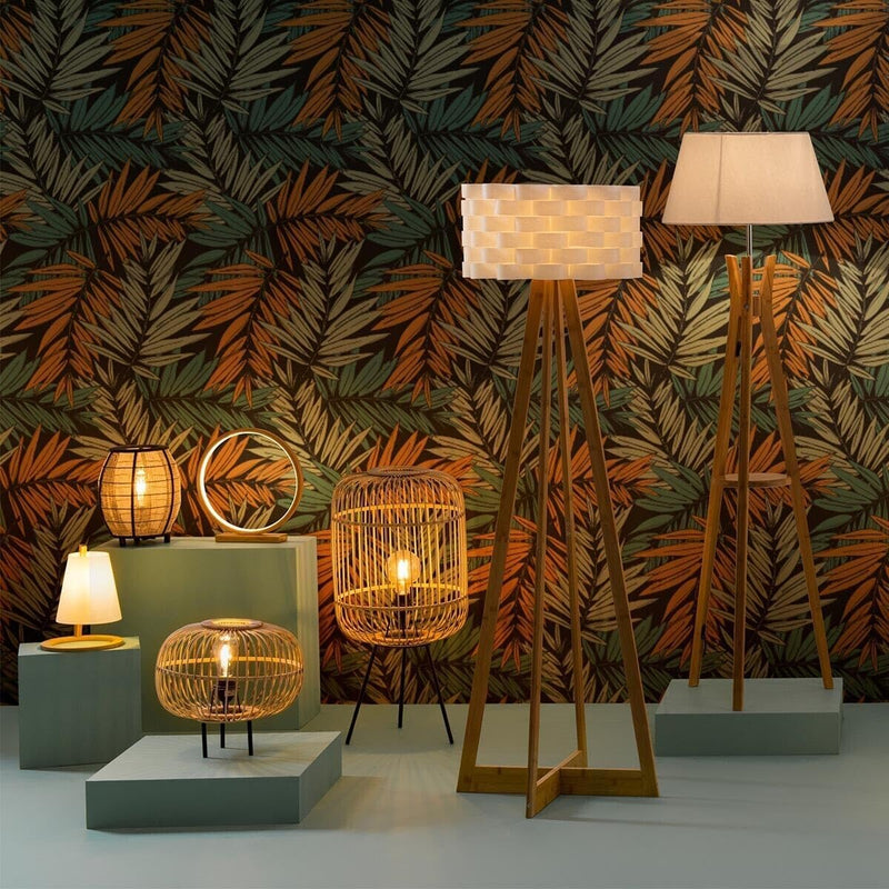 Simple Design Floor Lamp Bamboo Stand and Fibreglass