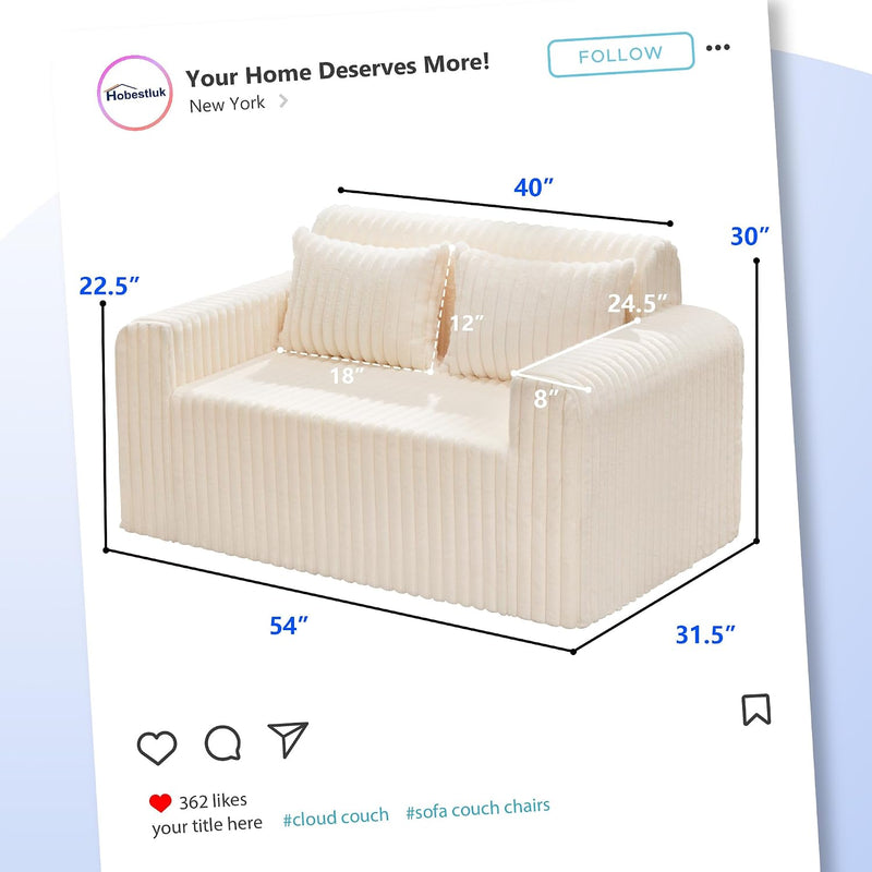Single Foam Sofa with Pillows Comfy Furry Couch