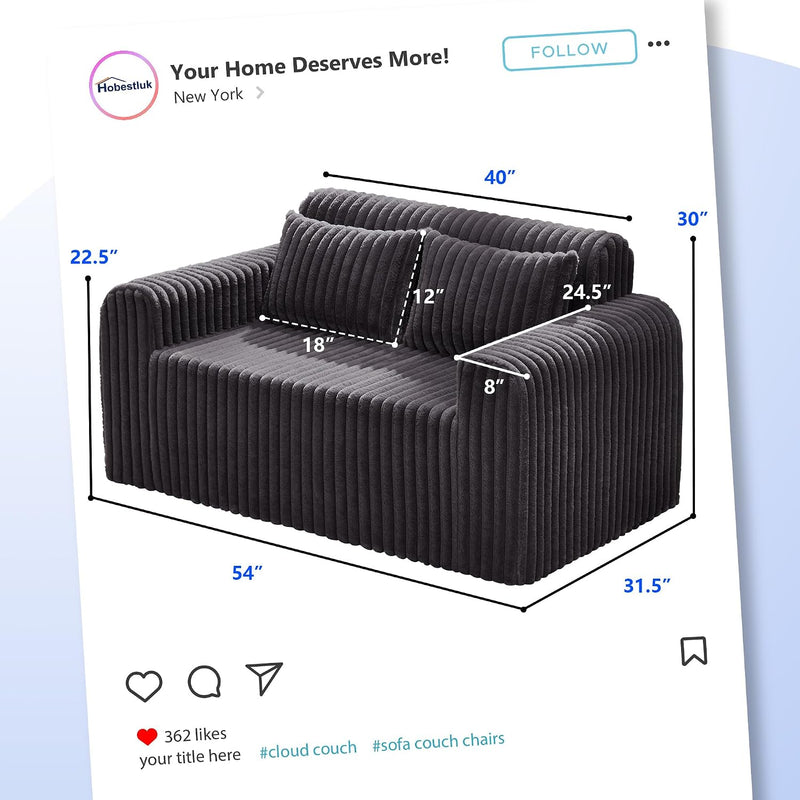 Single Foam Sofa with Pillows Comfy Furry Couch