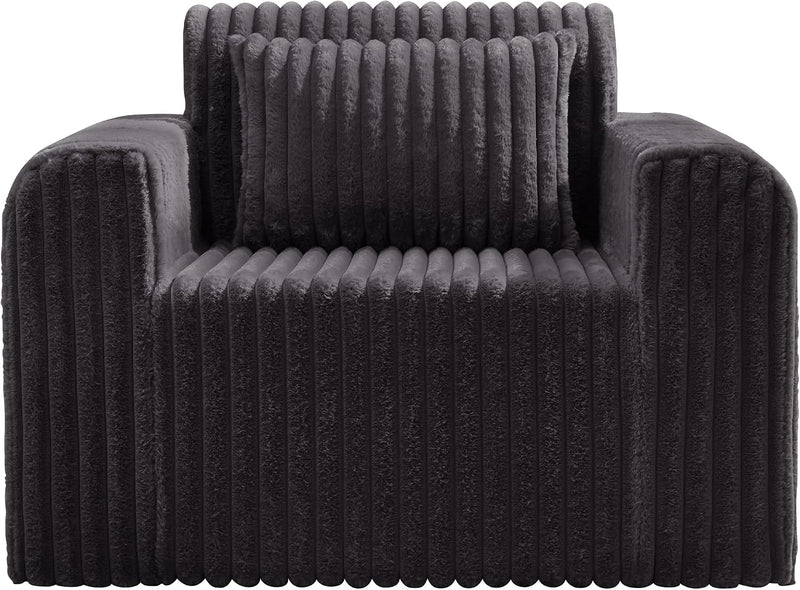 Single Foam Sofa with Pillows Comfy Furry Couch