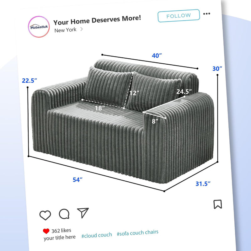 Single Foam Sofa with Pillows Comfy Furry Couch
