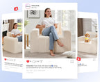 Single Foam Sofa with Pillows Comfy Furry Couch