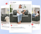 Single Foam Sofa with Pillows Comfy Furry Couch