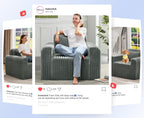 Single Foam Sofa with Pillows Comfy Furry Couch