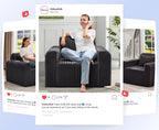 Single Foam Sofa with Pillows Comfy Furry Couch