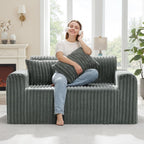 Single Foam Sofa with Pillows Comfy Furry Couch