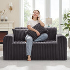 Single Foam Sofa with Pillows Comfy Furry Couch