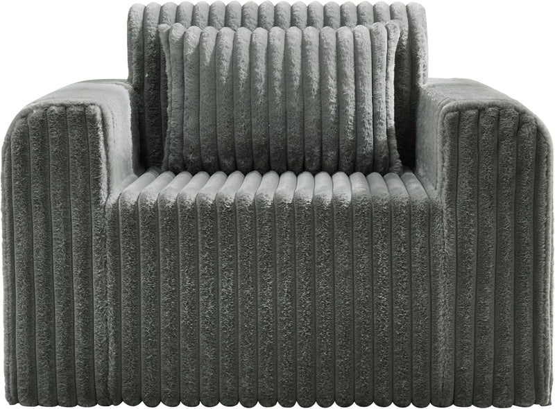 Single Foam Sofa with Pillows Comfy Furry Couch