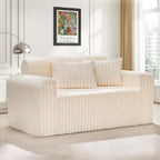 Single Foam Sofa with Pillows Comfy Furry Couch