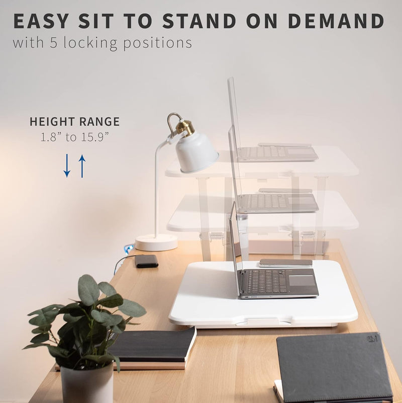 Ultra-Slim Single Top Height Adjustable Standing Desk Riser