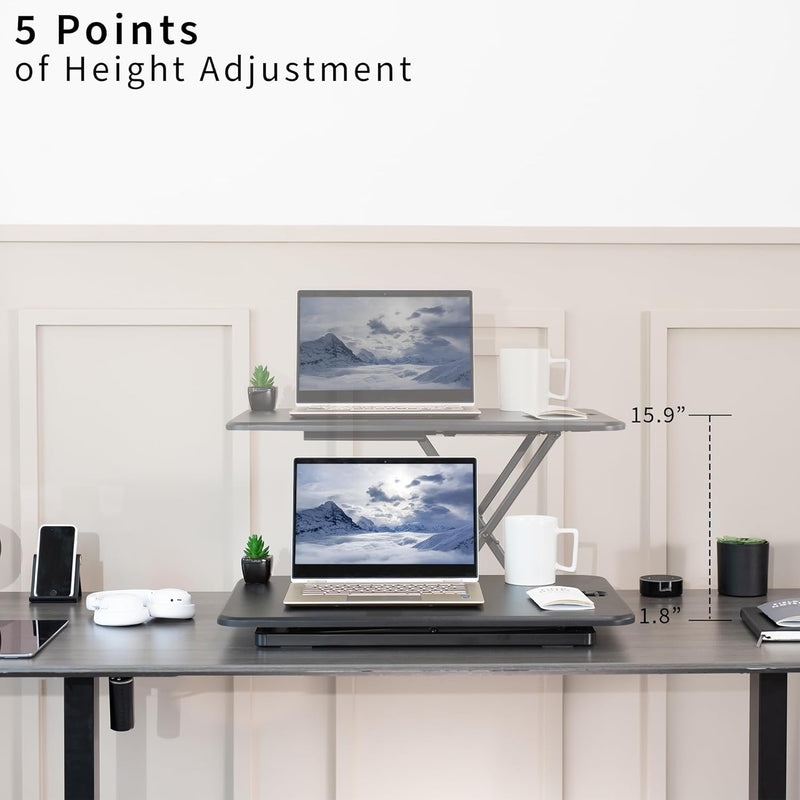 Ultra-Slim Single Top Height Adjustable Standing Desk Riser