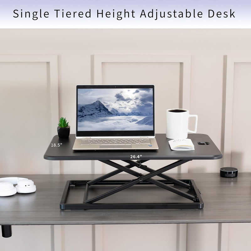 Ultra-Slim Single Top Height Adjustable Standing Desk Riser