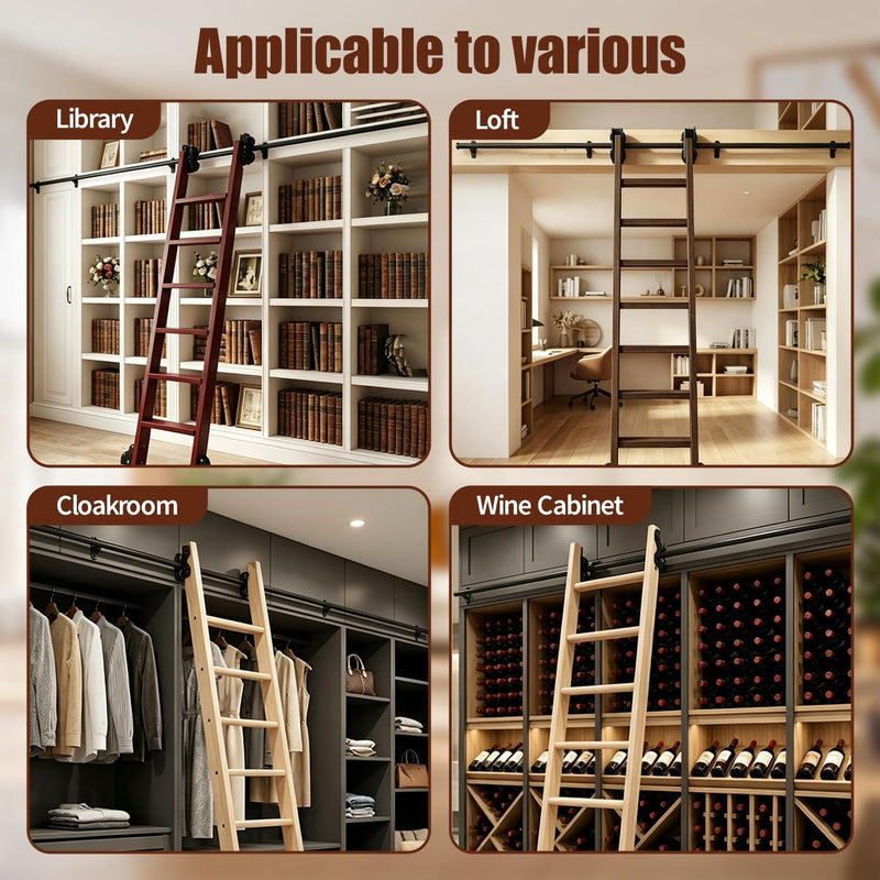 Sliding Library Ladder Hardware Carbon Steel Material Rail