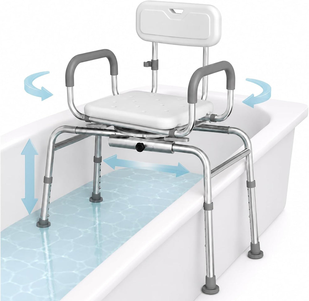 Sliding Shower Chair with Wide Swivel Seat