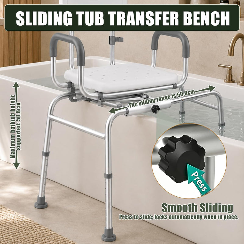 Sliding Shower Chair with Wide Swivel Seat