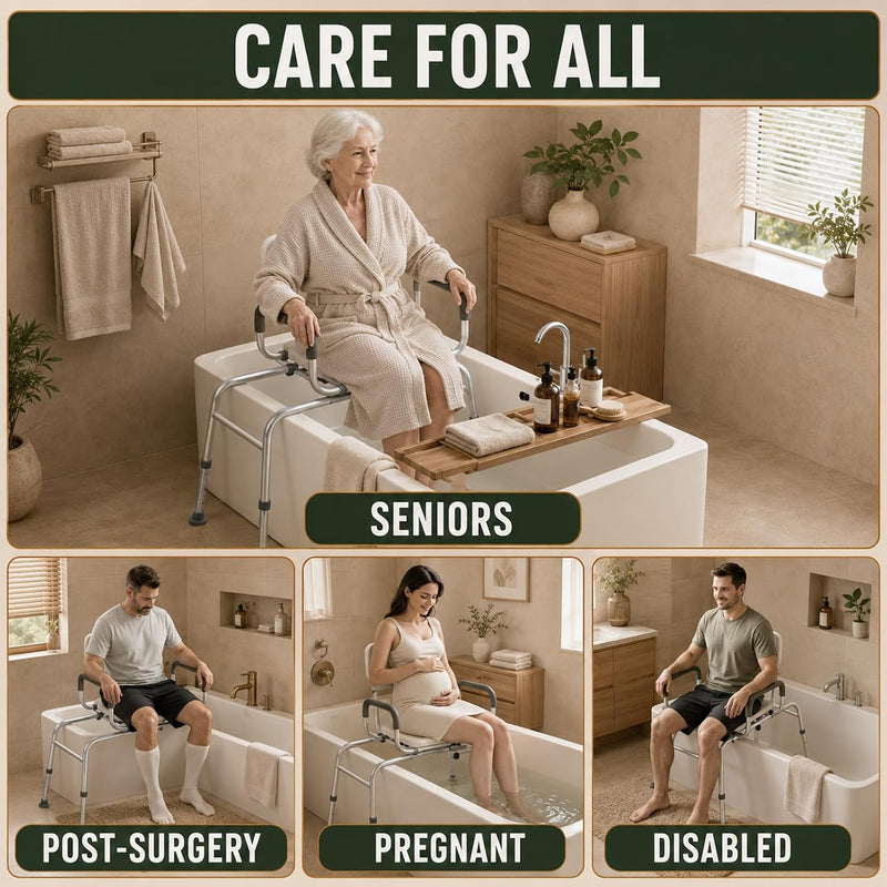 Sliding Shower Chair with Wide Swivel Seat