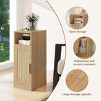 Slim Bedside Table Rattan Nightstand Natural (Set of 2)