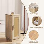 Slim Bedside Table Rattan Nightstand Natural (Set of 2)