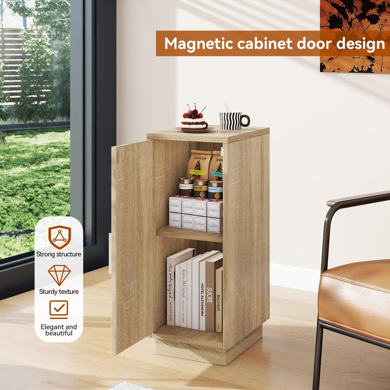 Slim Bedside Table Rattan Nightstand Natural (Set of 2)